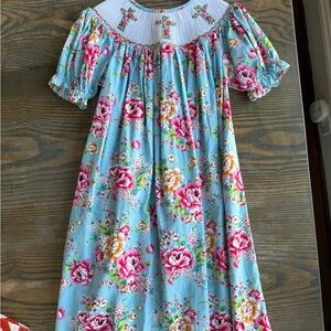 Floral Kids Dress - Blue and Pink